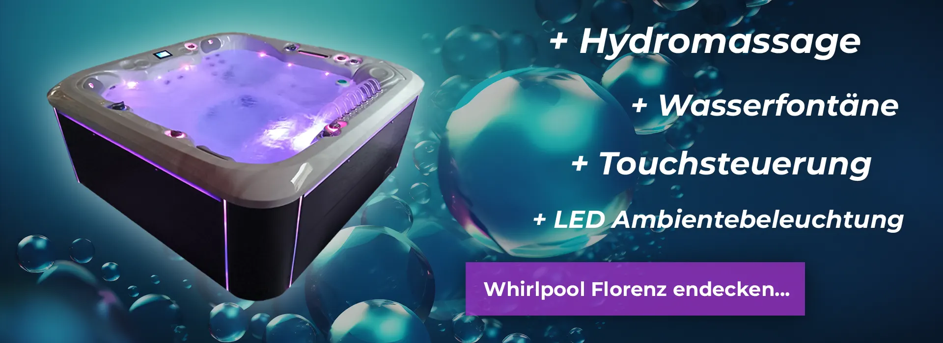 Whirlpool Florenz mit LED Beleuchtung und Hydromassage